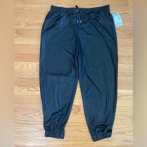 Bongo Jogger Pants Junior’s Large Black Coated Slightly Sheer New Flaw at Ankle